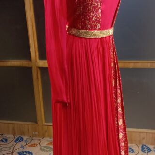 Red Long Gown for all occasions – parties, engagements, birthdays, mehndi, and more. Versatile and attractive. Code: WGN00171. Contact: 7707014061.