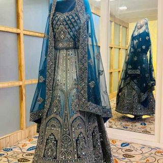 Peacock blue heavy Lehenga for all occasions – parties , engagements , birthdays, and more. Versatile and attractive. Code : WLH00261. Contact : 7707014061.